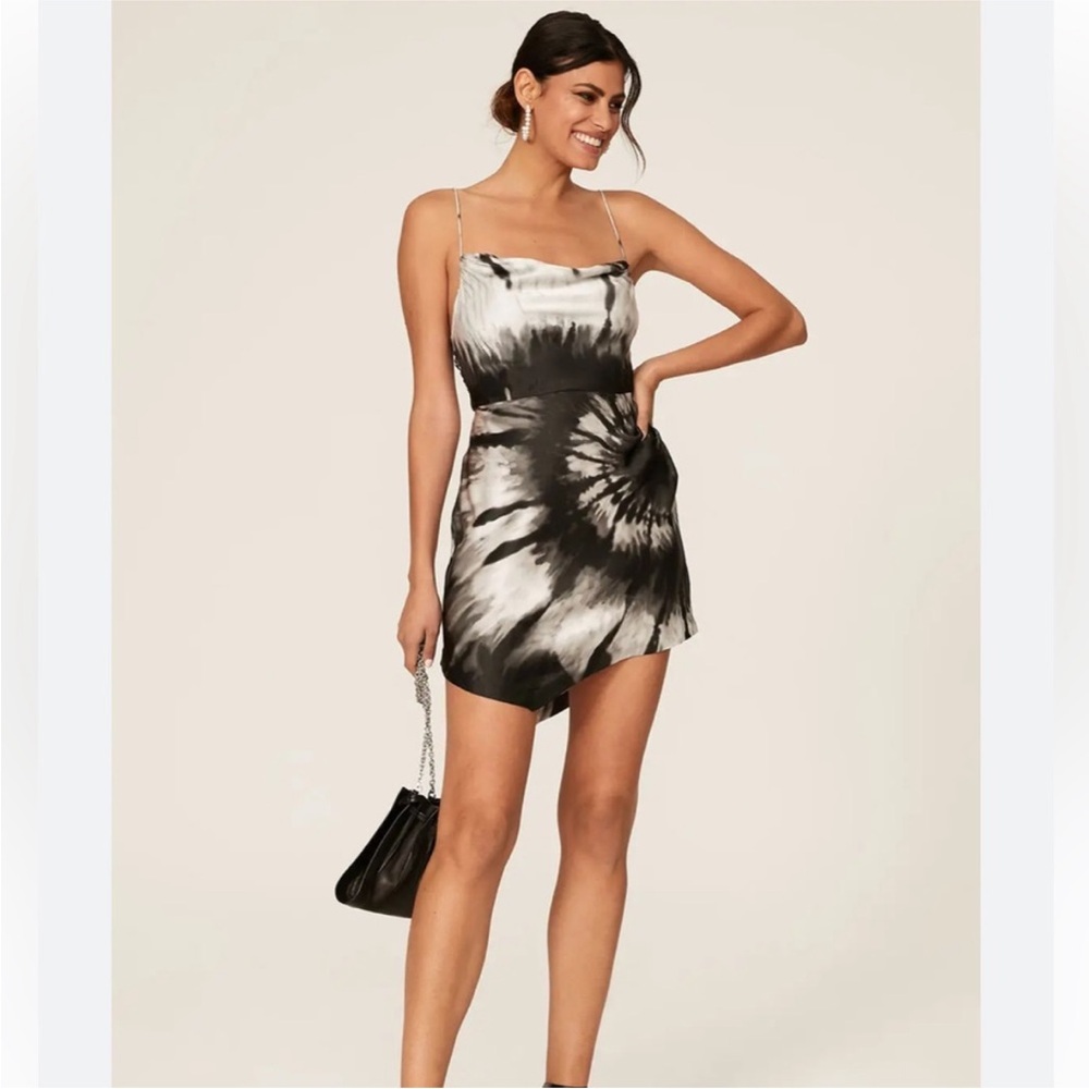 Elegant Black and White Tie-Dye Dress